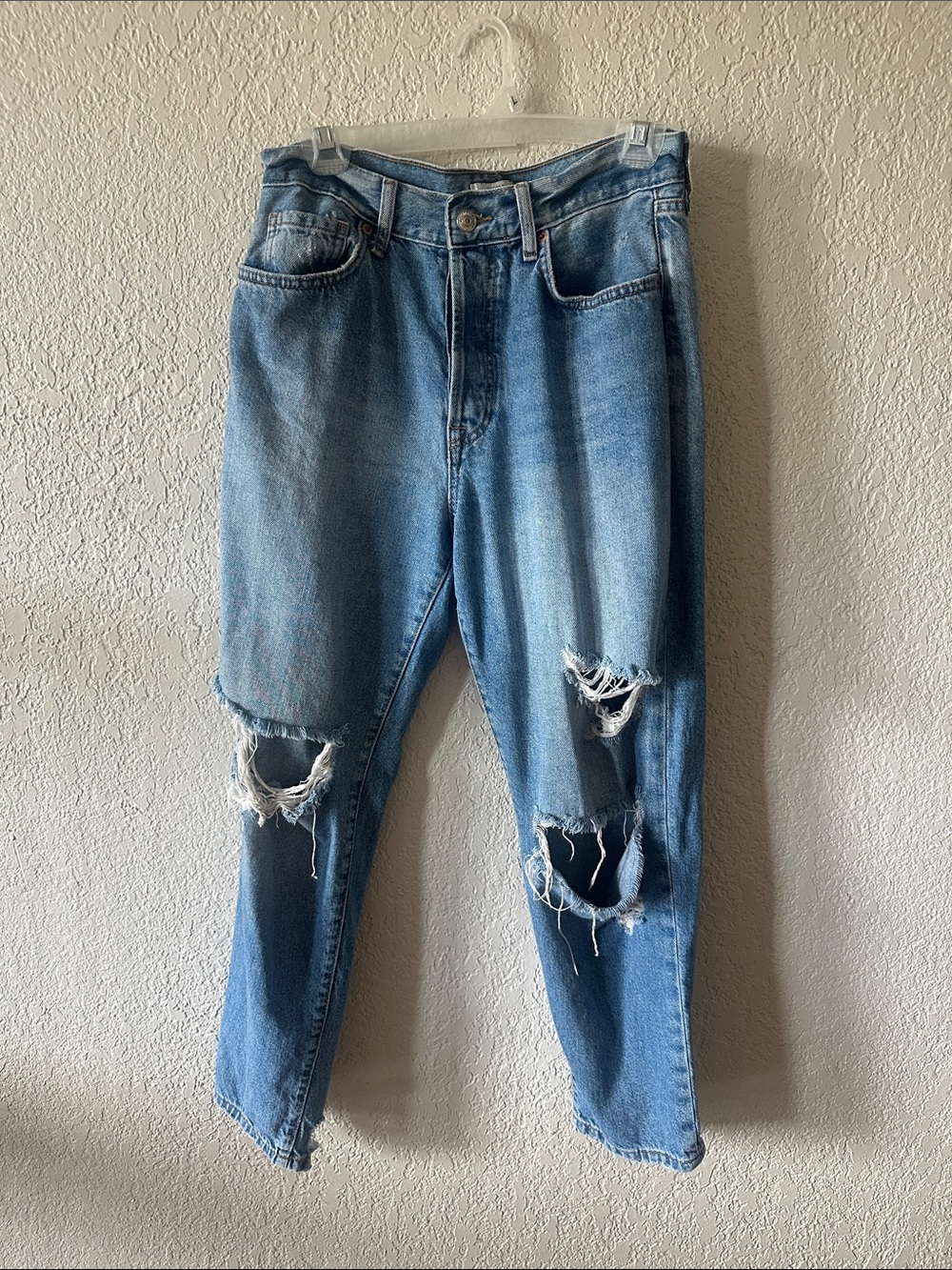 Forever 21 Light Blue Distressed Ripped Jeans